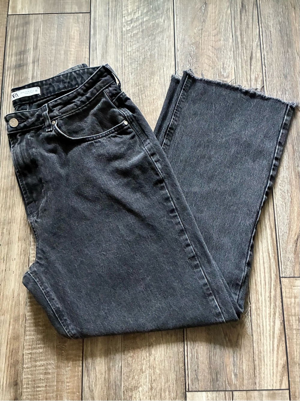 Zara Black Wide Leg Flare Jeans